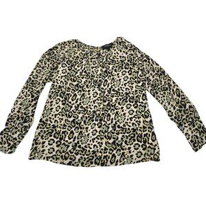 Derek Lam New York Womens Multicolor Animal Print Silk Blouse Long Sleeve Size 6